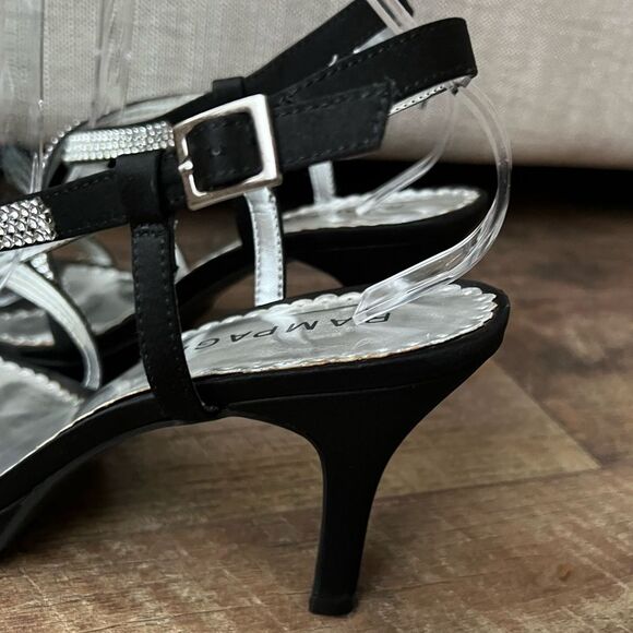 Black Satin & jeweled strap heals by Rampage Sz 9.5 nearly new! - Picture 15 of 16
